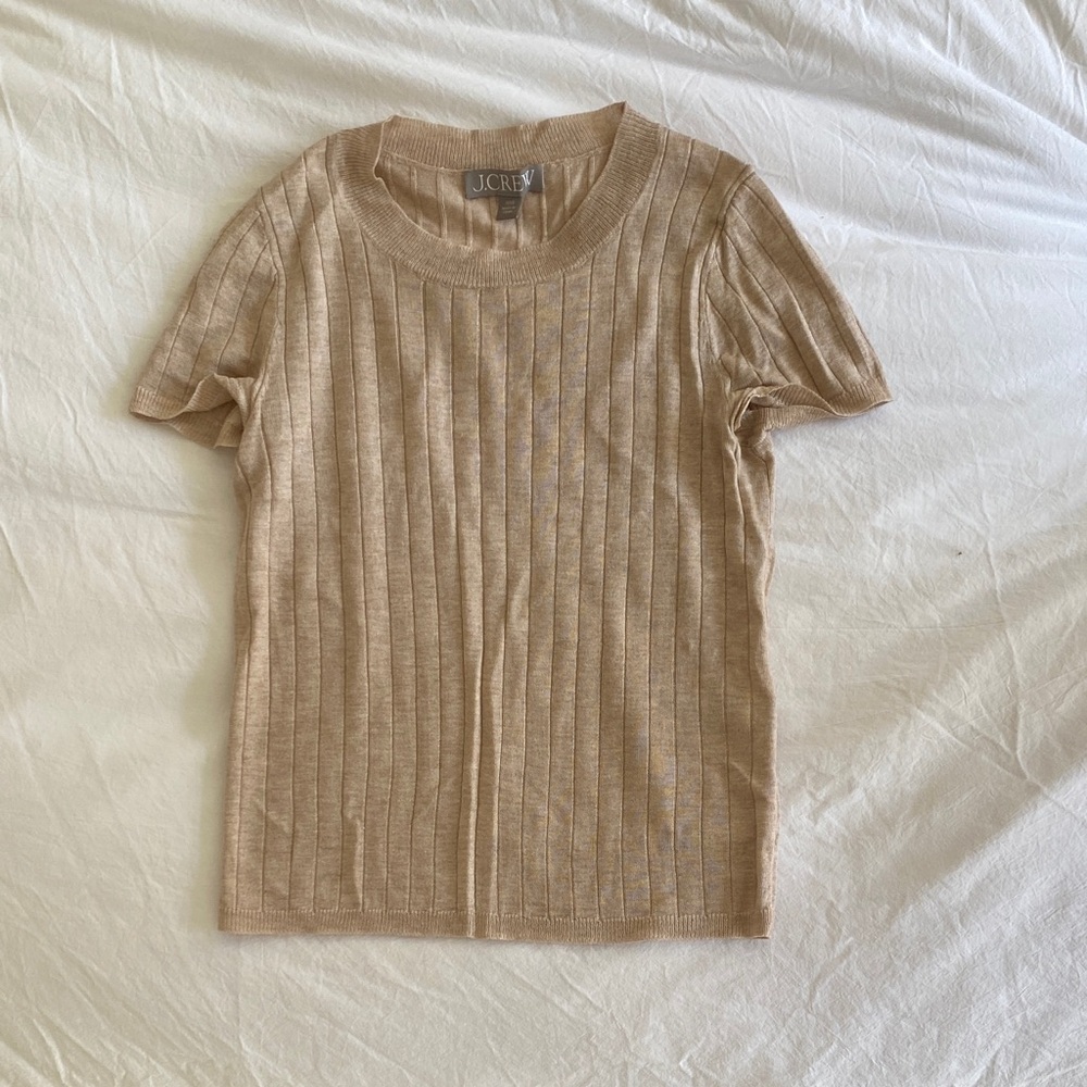 J. Crew Tan Ribbed Knit Tee